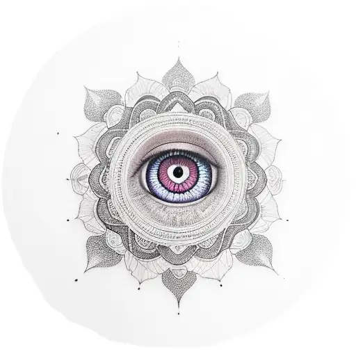 Mandala tattoo with eyes with an intense look tattoo design idea