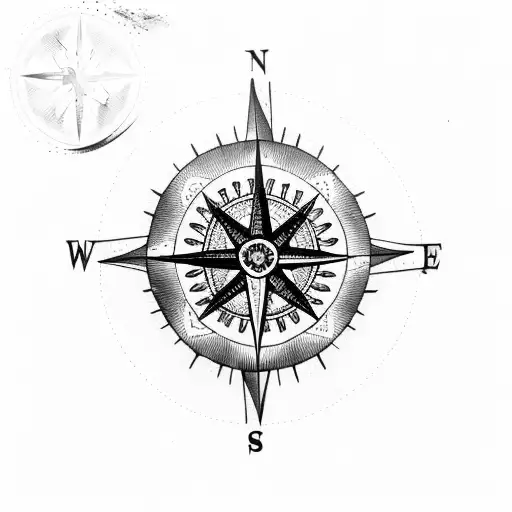 forearm sleeve compass with wolf and tribal tattoo design idea