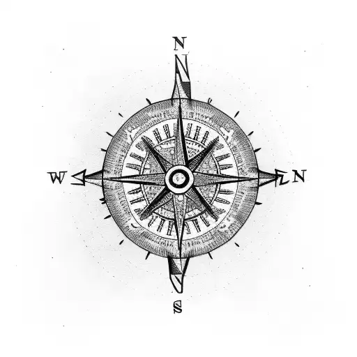 forearm sleeve compass with wolf and tribal tattoo design idea