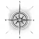 compass with wolf and tribal tattoo design idea