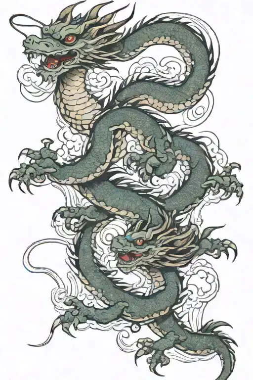 dragons flying tattoo design idea