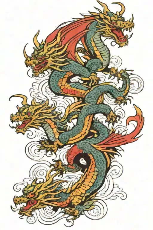 dragons flying tattoo design idea