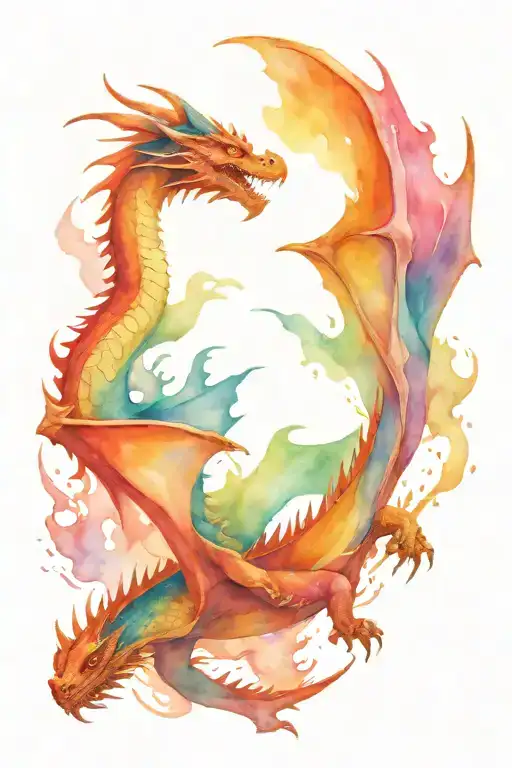 dragons flying tattoo design idea