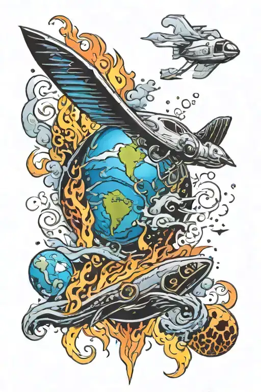 fire, air, water, earth, space themed tattoo tattoo design idea