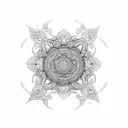 An intricate mandala design incorporating elements of nature and spirituality tattoo design idea