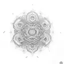 An intricate mandala design incorporating elements of nature and spirituality tattoo design idea