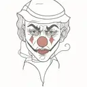 Sad clown mask and book tattoo design idea