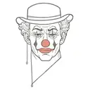 Sad clown mask and book tattoo design idea