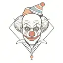 Sad clown mask and book tattoo design idea