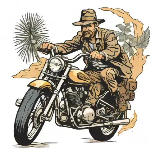 Indiana jones on a bike from third movie tattoo design idea