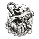 Indiana jones fedora and bullwhip catching holy grail tattoo design idea