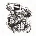 Indiana jones fedora and bullwhip catching holy grail tattoo design idea