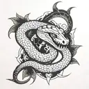 bullwhip snake and holy grail from Indiana jones all put together tattoo design idea