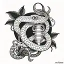 bullwhip snake and holy grail from Indiana jones all put together tattoo design idea