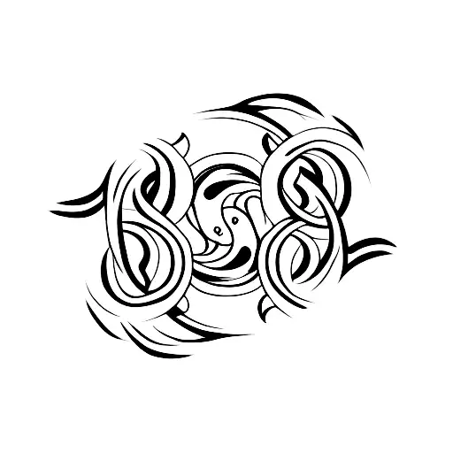A minimalist tattoo of a yin-yang symbol formed by a triathlon swimmer and runner tattoo design idea