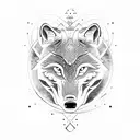 A fierce wolf running through a forest with a yin-yang symbol on its chest tattoo design idea