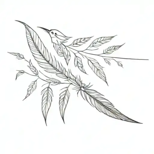 one bird 9 feathers falling tattoo design idea