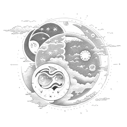 Sun and Moon tattoo design idea