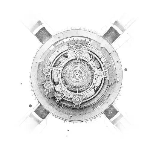 arm mechanical gears sleeve tattoo design idea