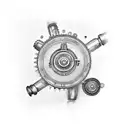 arm mechanical gears sleeve tattoo design idea