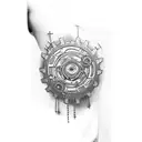 arm mechanical gears sleeve tattoo design idea