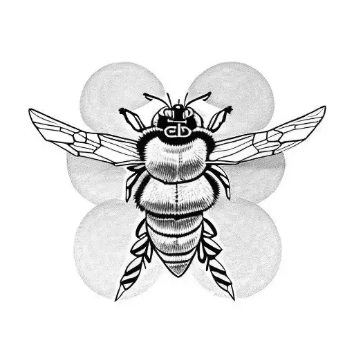 bumblebee flying with the initials BW tattoo design idea