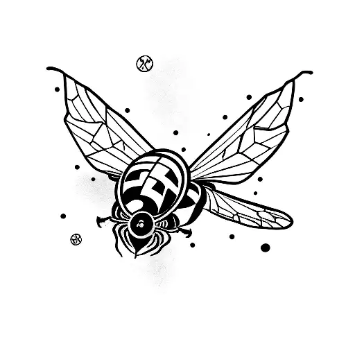 bumblebee flying with the initials BW tattoo design idea