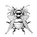 bumblebee flying with the initials BW tattoo design idea