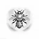 bumblebee flying with the initials BW tattoo design idea