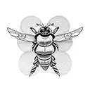bumblebee flying with the initials BW tattoo design idea
