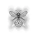 bumblebee flying with the initials BW tattoo design idea