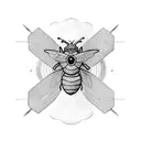 bumblebee flying with the initials BW tattoo design idea
