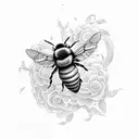 bumblebee flying with initials BW tattoo design idea