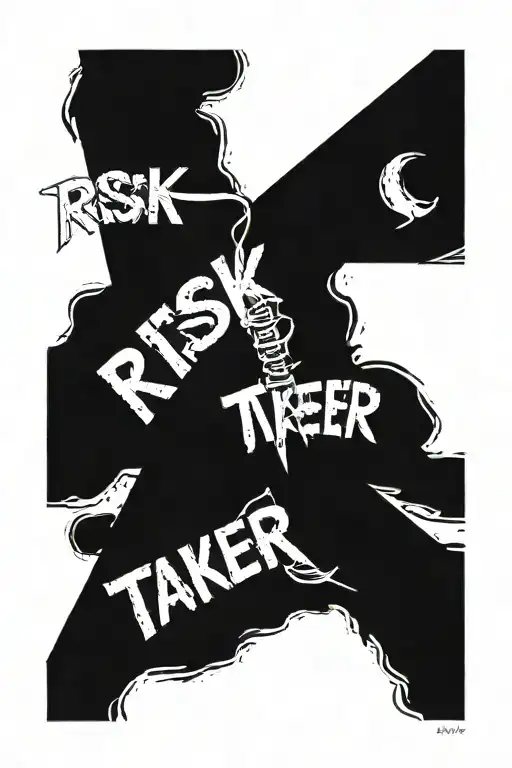 Tattoo saying "Risk Taker" vertically on forearm tattoo design idea