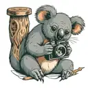koala holding a camera tattoo design idea