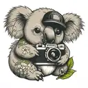 koala holding a camera tattoo design idea