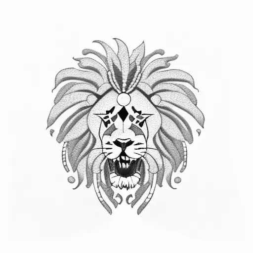 Rasta lion with a reggae flag mane tattoo design idea