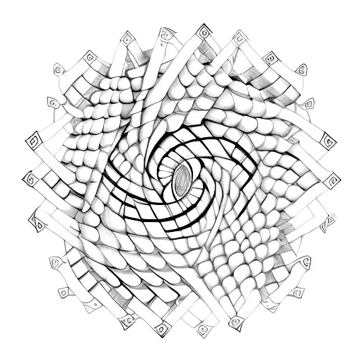 the tatto place in spine will be cut in half and the dna shape will be inside with codes tattoo design idea