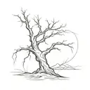 dead tree and man figure standong tattoo design idea