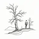 dead tree and man figure standong tattoo design idea