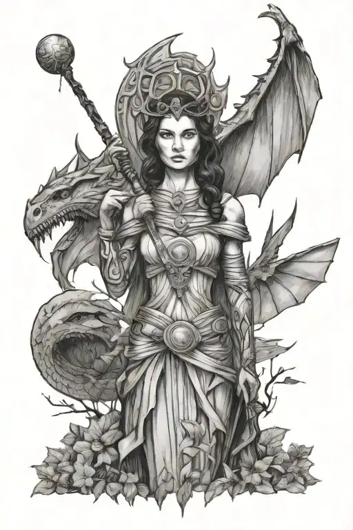 Star Wars, Harry Potter, Athena goddess, dragon, and woods  tattoo design idea