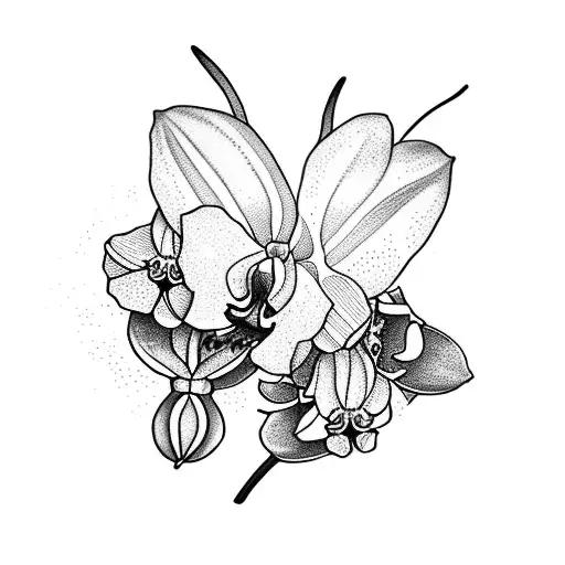 Realistic Orchid Flower Tattoo Design on Minimalist Black and White  Background | MUSE AI