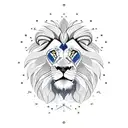 aggressive lion with blue eyes.  vegvisir.  nordic mithology  tattoo design idea