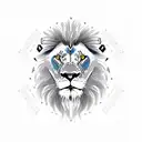 aggressive lion with blue eyes.  vegvisir.  nordic mithology  tattoo design idea