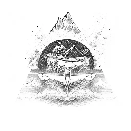 dog flying cessna 172 wakeboarding snowboarding sanfrancisco  tattoo design idea