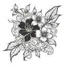 Gothic Flower with vines and long stem tattoo design idea