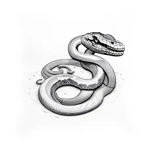 Sketch "Snake Biting" Tattoo Idea - BlackInk AI