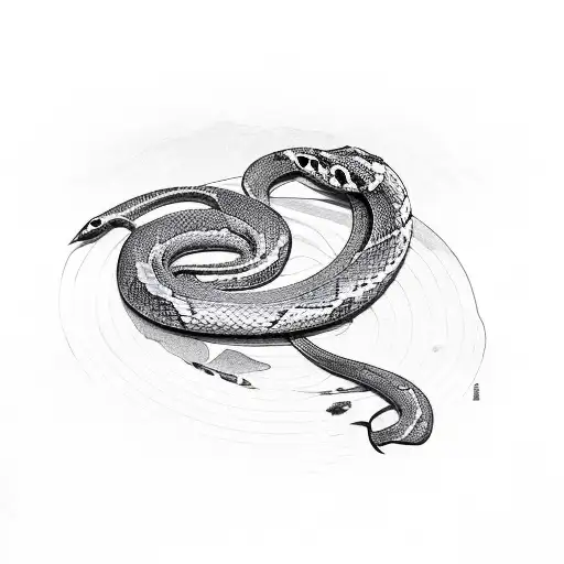 Sketch "Snake Biting" Tattoo Idea - BlackInk AI