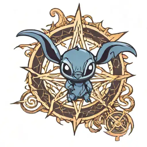 stitch and supernatural anti possession symbol tattoo design idea