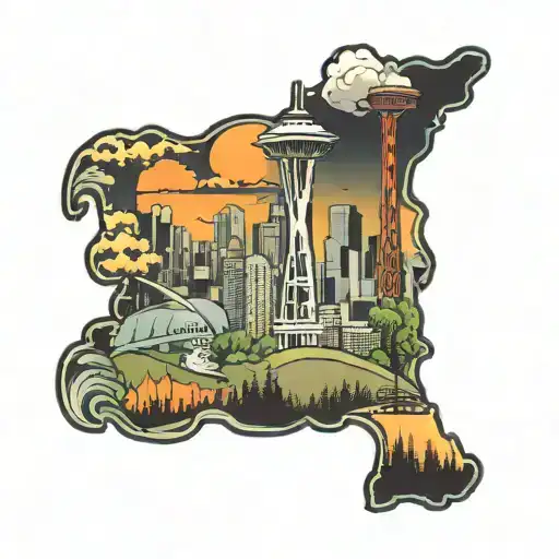 Seattle Los Angeles skyline tattoo design idea